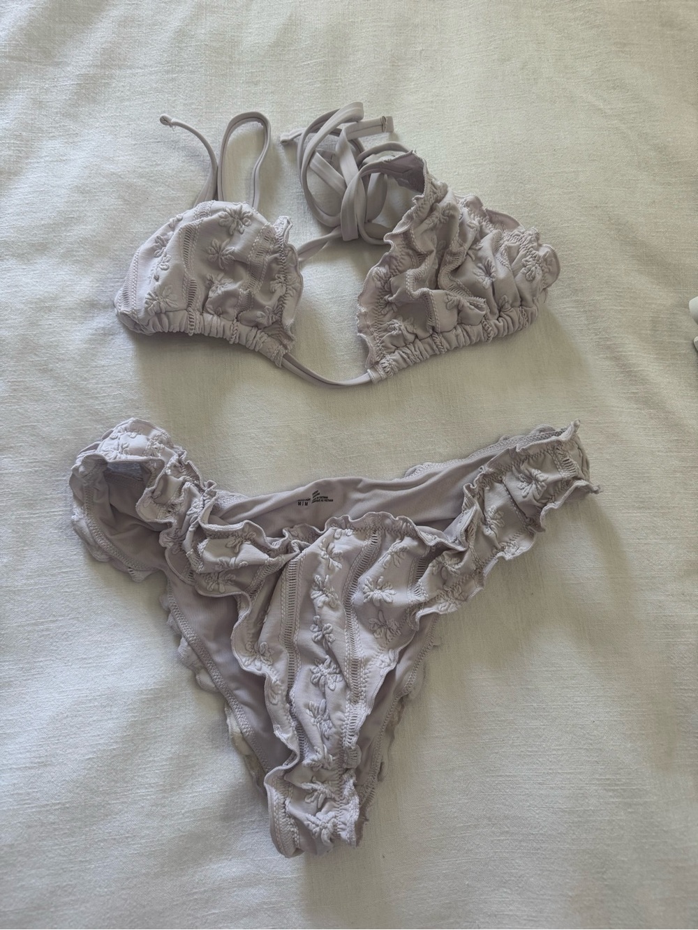 aerie Lavender Ruffle Triangle Bikini Set